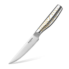 Olso Stainless Steel Hollow Yellow Handle Steak Knife