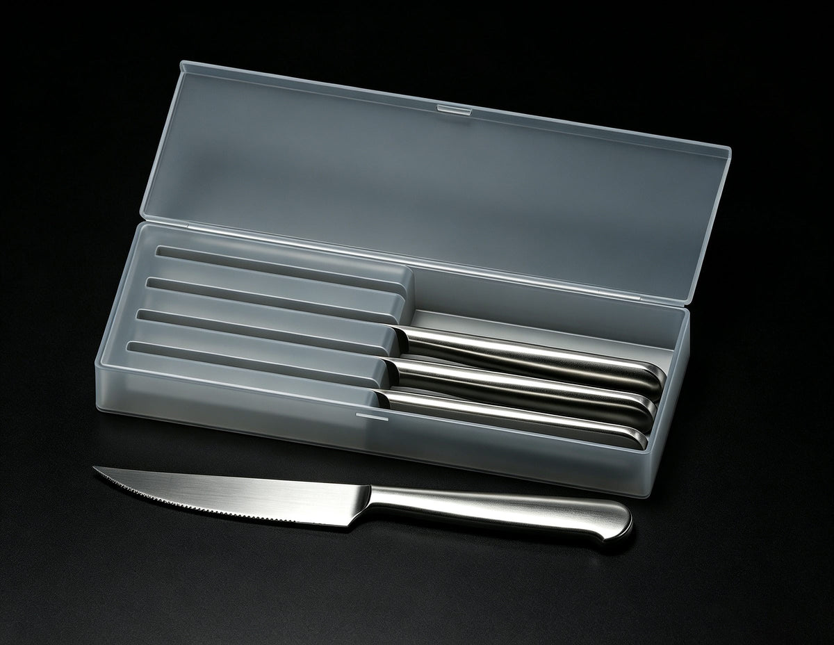 stainless steel solid handle steak knife heavy weighted